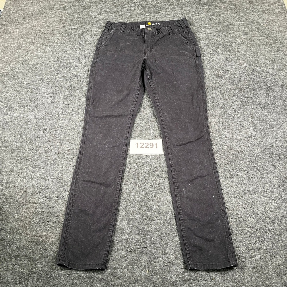 Carhartt Crawford Carpenter Pants Womens 2R Black Cotton Stretch Slim Fit Work